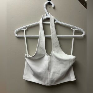 Sun•Deh Aritzia White Cropped Halter Top